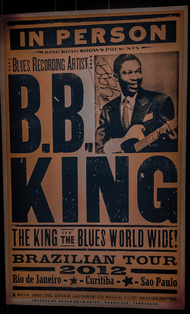 Cartaz de 2012, quando B.B. King fez uma turnê pelo Brasil